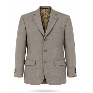 Bill Blass May Company Wool‎ Tweed Blazer Sport Coat Brown Vintage Mens